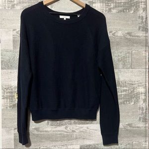 Vince Brushed Long Sleeve Crew Neck Pullover Sweater Shirt NAVY Ladies SMALL
